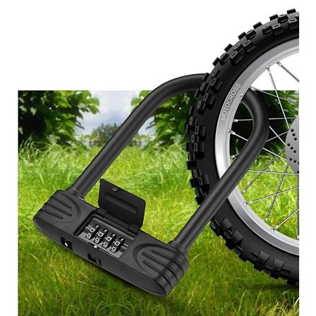 U-Formet Sykkellås, 4-Siffer Kode Tilbakestillbar Kombinasjons Anti-Tyveri Sykkel/Scooter/Motorsykkel/Sykkel/Dør Lås, Herdet PVC-Belagt Stål, Effektiv