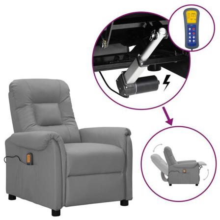 Vidaxl Massagefåtölj Med Uppresningshjälp Grå Konstläder Grå