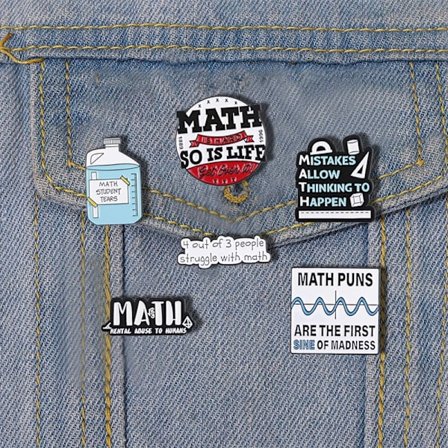 Creative Math Puns Enamel Pins Student Tears Ruler Equation Alloy Brooch Badge Trendy Fun Lapel Jewelry Gift For Kids Friends