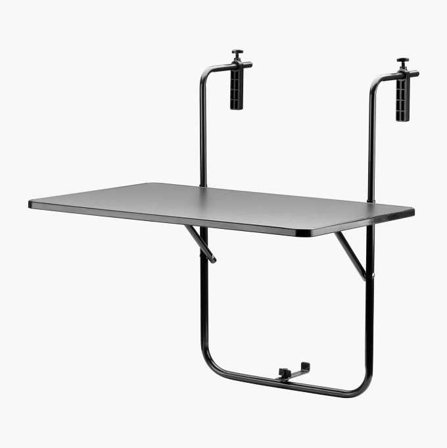 Biltema - Sammenleggbart Balkongbord med Justerbar Høyde og Vinkel, Ramme av Pulverlakkerte Stålrør, Solid Plast Bordplate