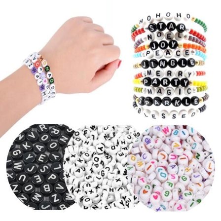 200 bokstavspärlor, Bokstäver - 4x7mm - xixl