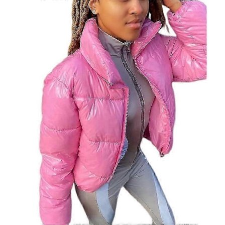 Dame Vinterfrakke Kort Pufferjakke Quiltet Jakke Stand-up Krave Dunjakke