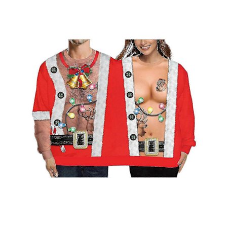 Grim Juletrøje til To Personer Kvinder Mænd Sammenvoksede Tvillinge 3D Printet Par Jumper Sjov