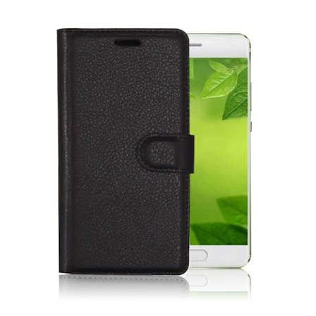 Huawei P10 litchi fiber läderfodral - Svart