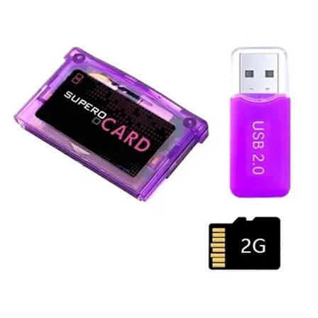 For SuperCard Mini Micro-SD Kort Adapter+2GB Minnekort for GBA SP GBM IDS NDS NDS Lite Spillkassett