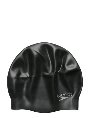 Speedo Plain Moulded Silicone Cap - Black - ONE SIZE