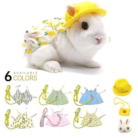 Söt kanin husdjursväst tillbehör utomhus koppel kaninkläder sele rem koppel för kanin klänning kläder sele för kanin-mxbc