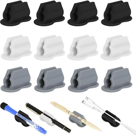 12-pak Klæbende Penneholdere til Væg & Skrivebord - Opgraderede Stærkt-Greb Blyant- & Markeringsorganisatorer, Udklipsholder Klasseværelsesartikler 