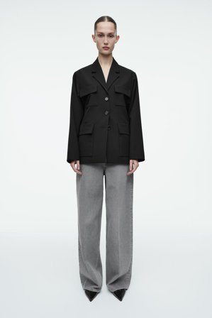 COS Women's Tide Wide Leg Jeans in Grey