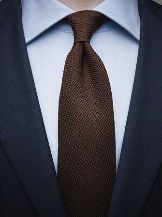 John Henric Men's Braune Grenadinekrawatte Size 7,5