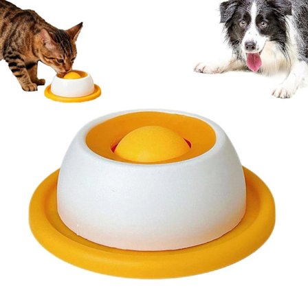 Interaktiv Langsom Foder Katte Skål - Skridsikker, Anti-opkast og Pædagogisk Kæledyrsfoderskål [Gul]