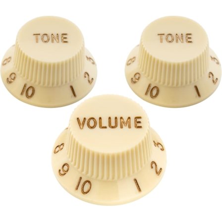 Ultra Universal Passande Storlek Strat Rattar 2 Ton 1 Volym Set för Fender Stratocaster ST Stil Elgitarr, åldrad vit