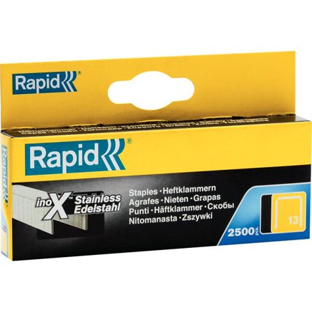 Rapid Nr 13 Fintrådsklammer Rostfritt stål 2500-pack 6 mm, Infästning