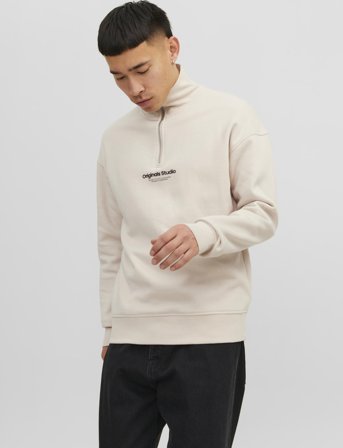 Jack & Jones Jorvesterbro Sweat Quarter Zip Hn Noos - Cream - XL