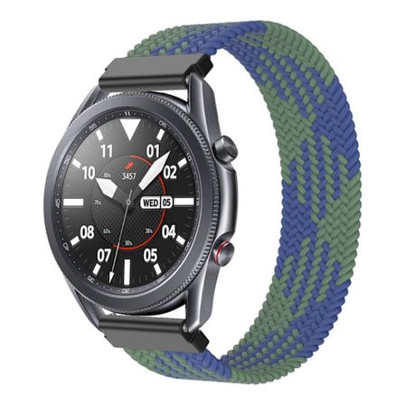 Samsung Galaxy Watch 3 (45 mm) klockarmband i elastisk nylon - Blå / Grön Storlek: Xs