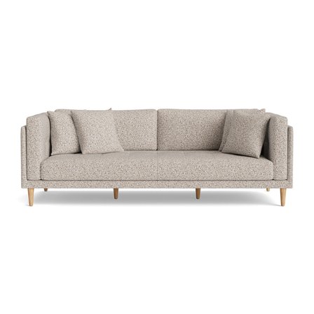 Cali 3 personers sofa - Puente Lys Greige - 220x92x76cm - Elegant 3 Personers Sofa med Massiv Bøgetræsramme & 4 Pyntepuder Inkluderet