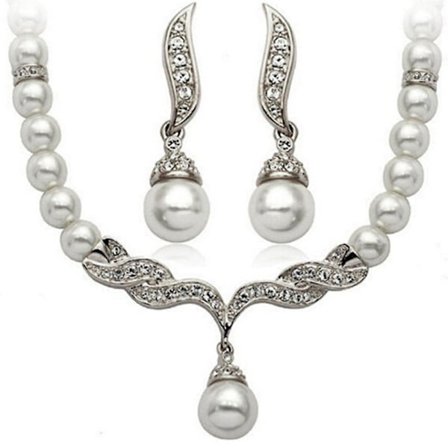 Kvinners Perle Vann-Dråpe Hengeløkke Halskjede Ørepyntsett Middagskjole Brud