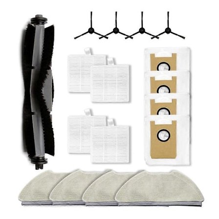 17-delt sæt robotstøvsuger tilbehør til T20+, hovedbørste, filter, sidebørste, moppeklud, støvpose