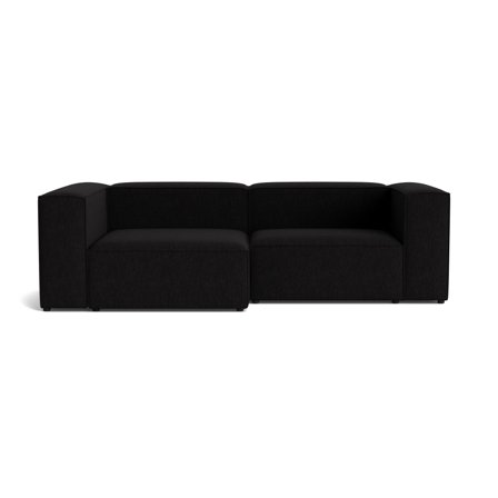 Luksus Lissabon Chaiselong Sofa, Venstrevendt, Danubio Sort - Kvalitetsstof, Krydsfiner Ramme - 260x130x72cm - Holdbar & Komfortabel