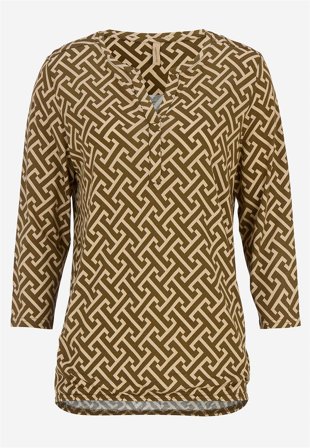 Soyaconcept - Mönstrad trikåtopp - olivgrön/beige/mönstrad - för damer - M (40) - Cellbes