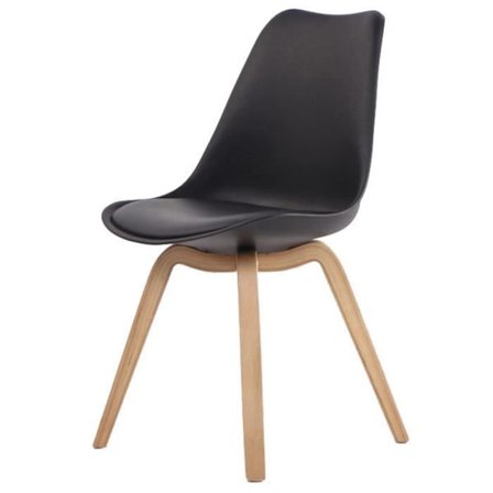 Stol EMY - Sort - Sæde i PP og PU - Ben i poppel dækket med birk