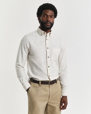 GANT - Klassisk nepps flanellskjorte til herre i regular fit til herre cream