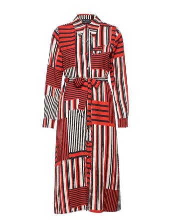 Slfmyla-Florenta Ls Aop Midi Dress B Red Selected Femme
