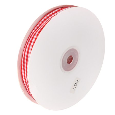Rutete bånd 50 yards/rull, lagesløyfer, håndverk, DIY-klesdekorasjonstilbehør, rød og hvit
