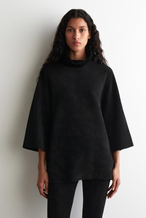 COS Women's Chenille-Knit Funnel-Neck Jumper in Black