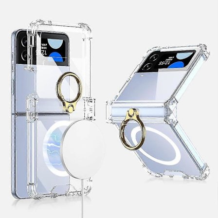 Magnetiskt Magsafe-skal Kompatibelt med Samsung Galaxy Z Flip 4, Klar Tpu Allomfattande Skal med Ringhållare & Gångjärn