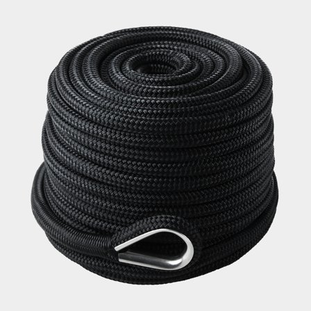 Cabo de âncora com olhal inox NOCK Svartlöga, poliéster trançado 16, Ø12 mm, 40 metros, preto