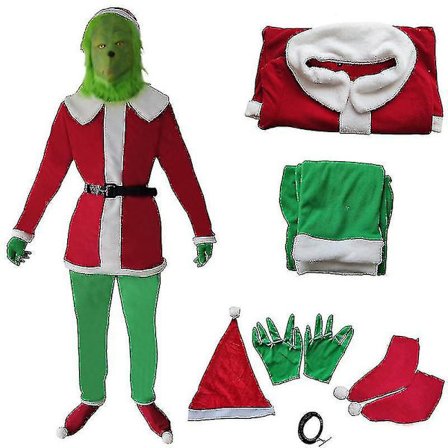 Cosplay How The Grinch Stole Christmas Costume Jultomtens kläder för vuxna