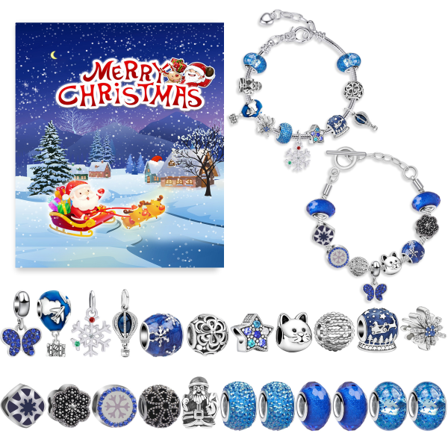 Mub- Jul blindboks barn armband Jul Advent bärbar 24 rutenett DIY smykker blindboks feriegave Starry Night Blind Box
