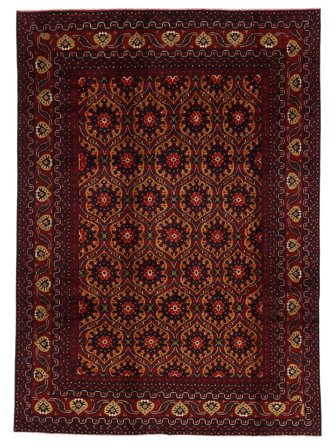 197X276 Tapete Kunduz Oriental Preto/Vermelho Escuro (Lã, Afeganistão) Carpetvista