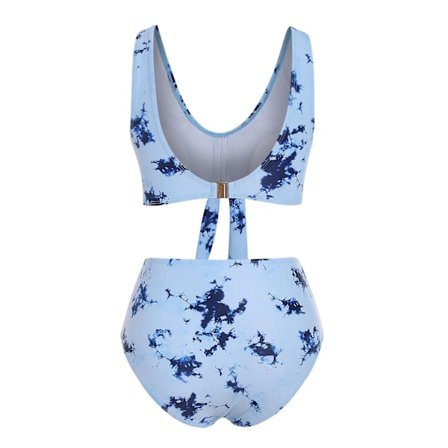 High Waist Bikini Bandeau Swimwear Tie Dye Bikini