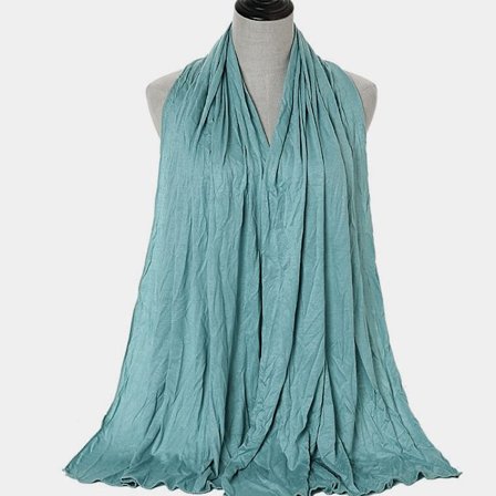 Enfärgad stickad scarf i bomull för kvinnor, huvudduk med silkesbomullskant, lång scarf