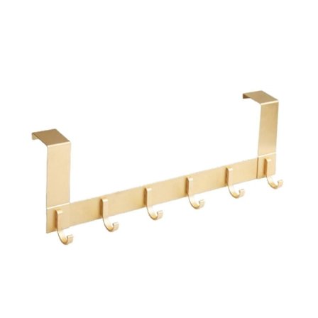 Dørkrog med 6 Aluminiumskroge til Tøj 35-45mm Tyk Dør, Punch-fri - 13cm - Guld