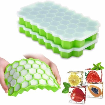 2-Pack stabelbar isform med låg - Hexagon Ice Cube Form Silikone