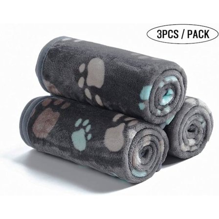 3-osainen harmaa tassu erittäin pehmeä pehmo koiran/kissan peitto, keskikokoinen (80*70 cm)