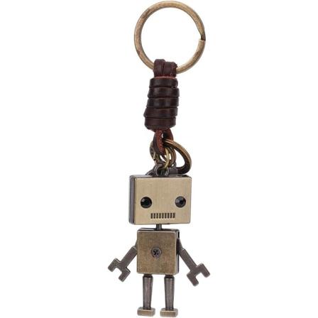 Vintage nøglering, metal robot læder håndvævet nøglering taske charme par anhæng til jubilæum fest eksamen