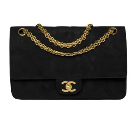 Chanel Vintage, Pre-owned Leather shoulder-bags Zwart, Dames, Maat:ONE Size,suede,strepen