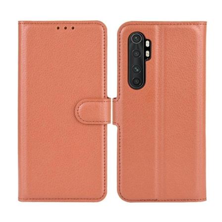 Xiaomi Mi Note 10 Lite Pl nboksfodral med Stativ - Brun Brown