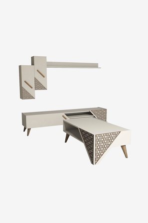 Hanah Home - Set med möbler Beril - Beige - TV-bänkar & mediabänkar - Från Homeroom