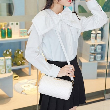 Mordely Dam PU-läder Axelväskor Trendiga Pure Color Handväskor vit