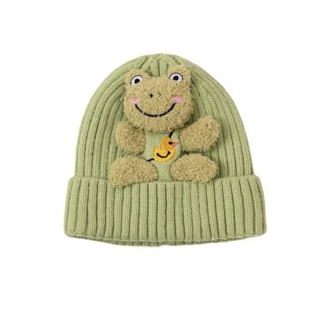 Baby Strikket Hue Børn Ørebeskyttelseshætter GRØN
