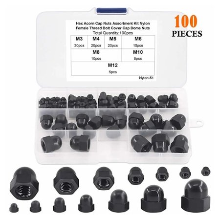 100 st Kupolnötter Nylon Ekollonnöt Cap