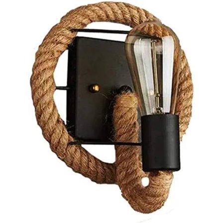 Retro vägglampa i amerikansk stil i form av hamparep (utan ljuskälla)