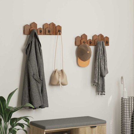 Klädhängare Vidaxl Fäste Brun 48 x 8 x 15 cm Massivt Mahognyträ