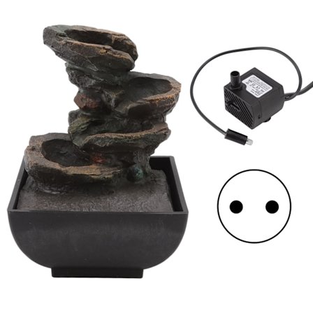 Pöytäsuihkulähde Kestävä hartsi 4 tasoa LED-valo Vesiputous Ääni Pöytäsuihkulähde Kotiin Toimisto Hotelli EU-pistoke 220V