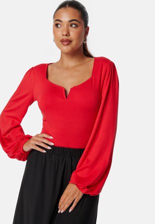 BUBBLEROOM Square V-neck Long Sleeve Puff Top Klær